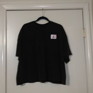 Acid wash loose fit cropped shirt